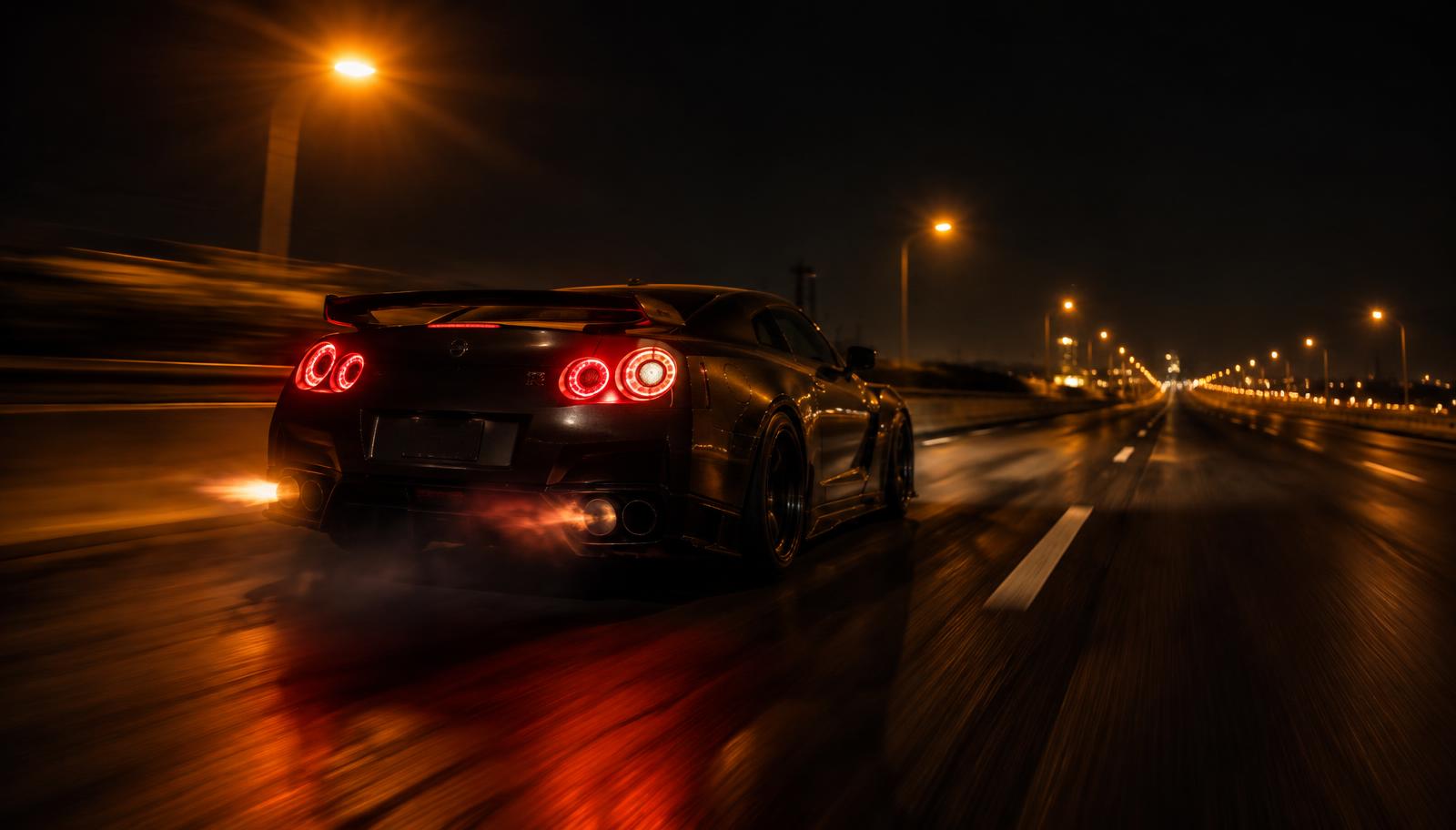 Getuntes Auto bei Nacht